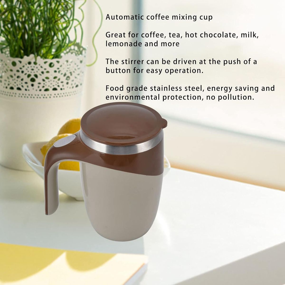 Automatic Stirring Coffee Cup with Food-Safe Stainless Steel