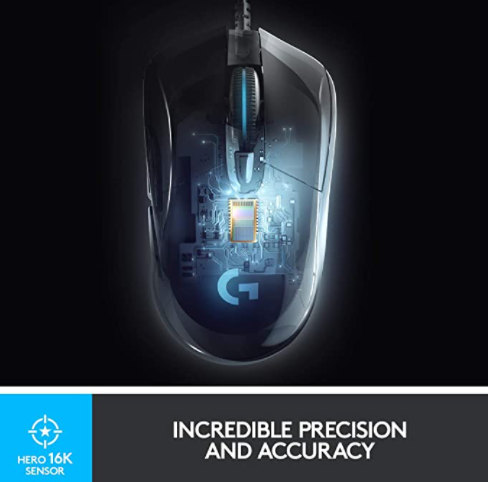  Logitech G403 Hero Wired Gaming Mouse, Hero 16K Sensor, 16000  DPI, RGB Backlit Keys, Adjustable Weights, 6 Programmable Buttons, On-Board  Memory, Braided Cable, PC/Mac/Laptop - Black : Video Games