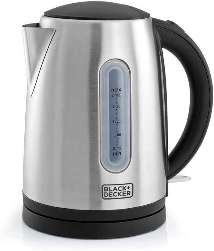 Black+Decker 1 Liter Concealed Coil Electric Kettle, 2 Years Warranty -  Grey/White