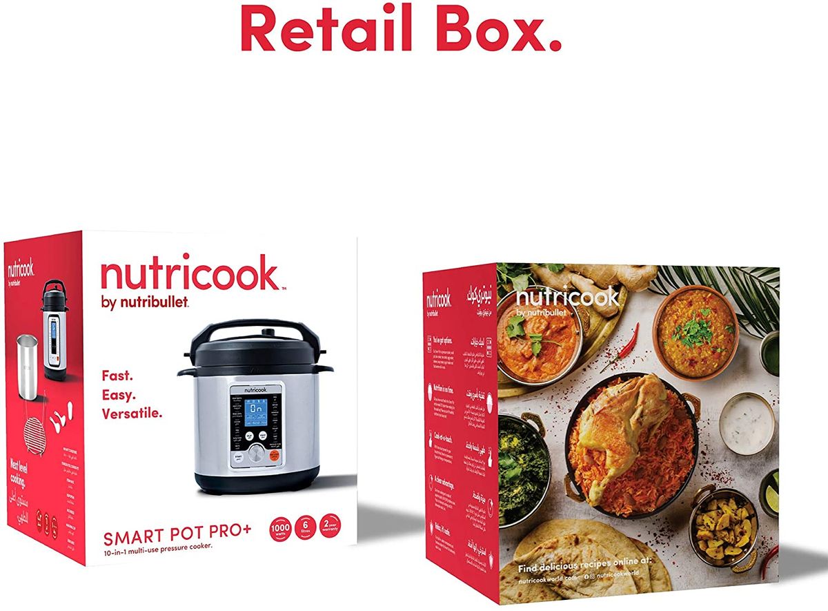 Nutricook Smart Pot Pro+ by Nutribullet 1000 Watts - 10 in 1 Instant  Programmable Electric Pressure Cooker, 6 Liters - Black