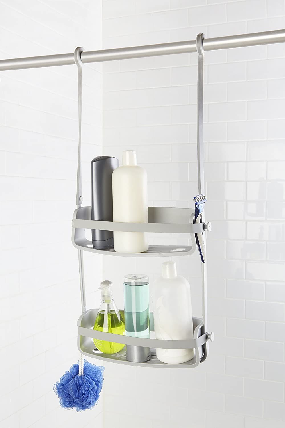 Umbra Flex Hanging Shower Caddy, Bathtub Shelf and Bathroom Organizer, White