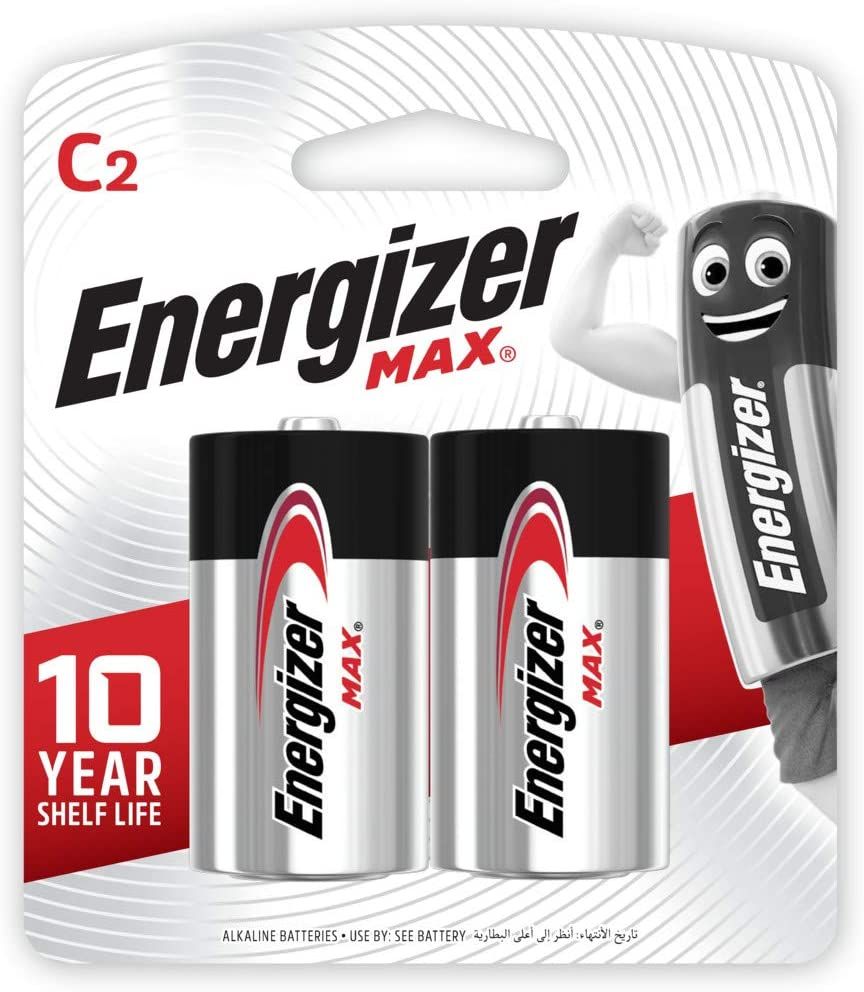 Energizer E93 BP2 C Max 1.5V Alkaline Battery, Pack of 2/Multi Color