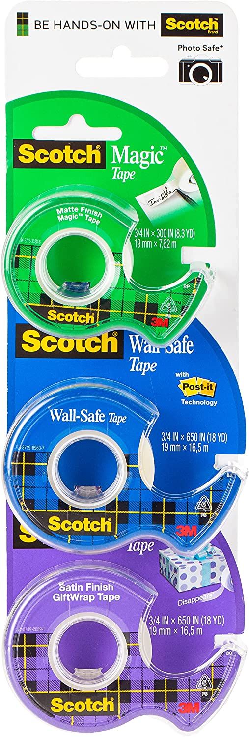 Scotch Tapes Promo 14 - Magic Tape + Wall-Safe Tape + Gift-wrap Tape. 3  dispensers, pack