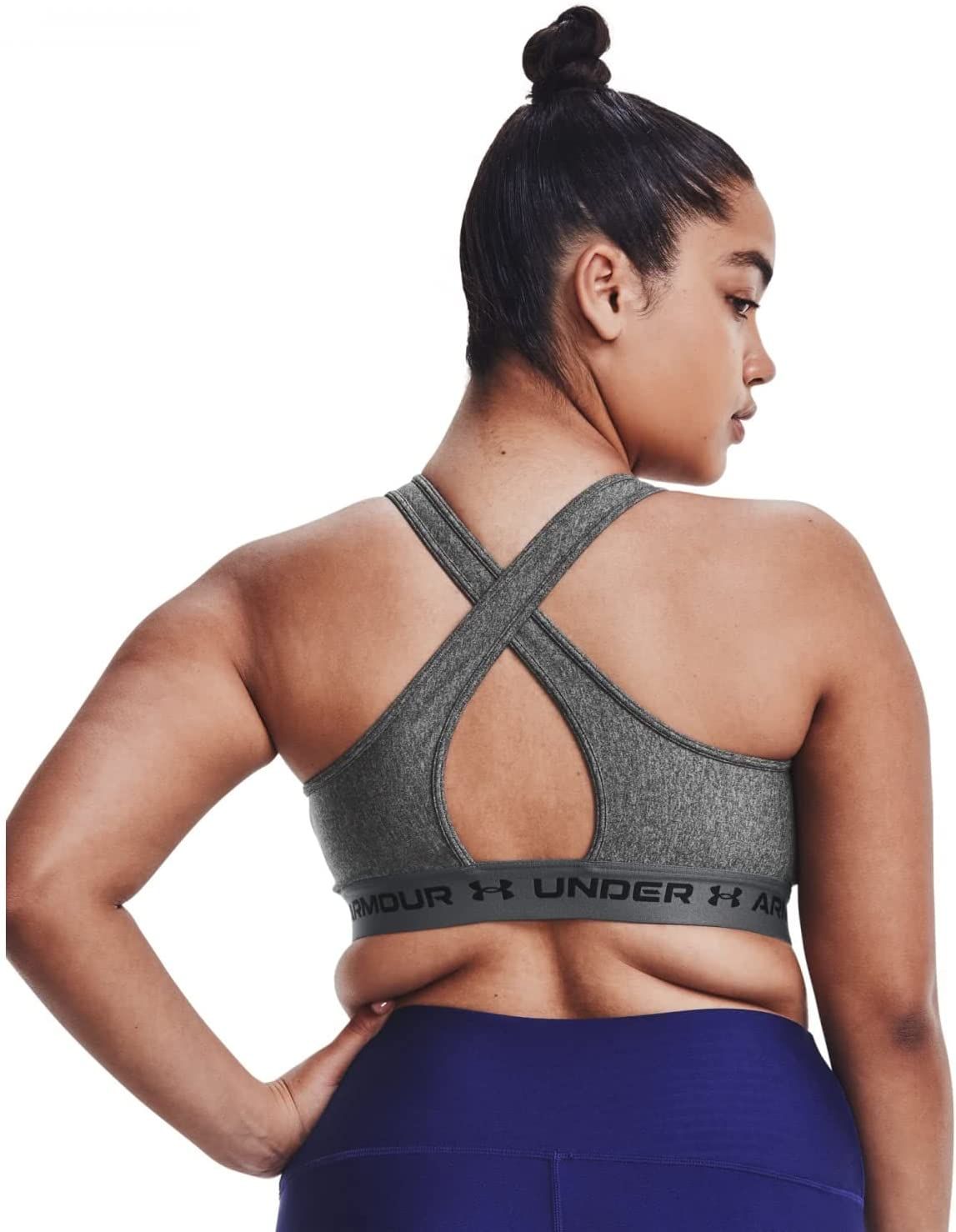 Under Armour womens Crossback Mid Heather Bra Bra Charcoal Light