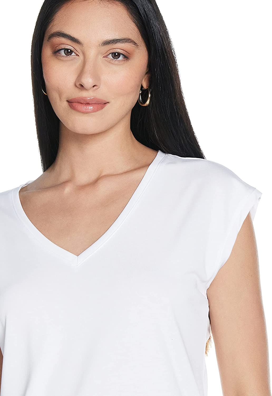 Vero Moda Women\'s VMFILLI S/S V-NECK GA T-Shirt/Bright White/XL