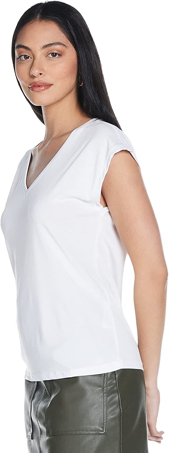 Vero Moda Women's VMFILLI S/S V-NECK GA T-Shirt/Bright White/XL