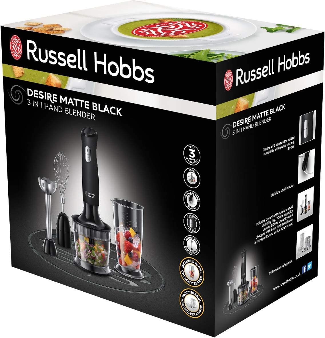Russell Hobbs Desire Matte Black Hand Mixer 