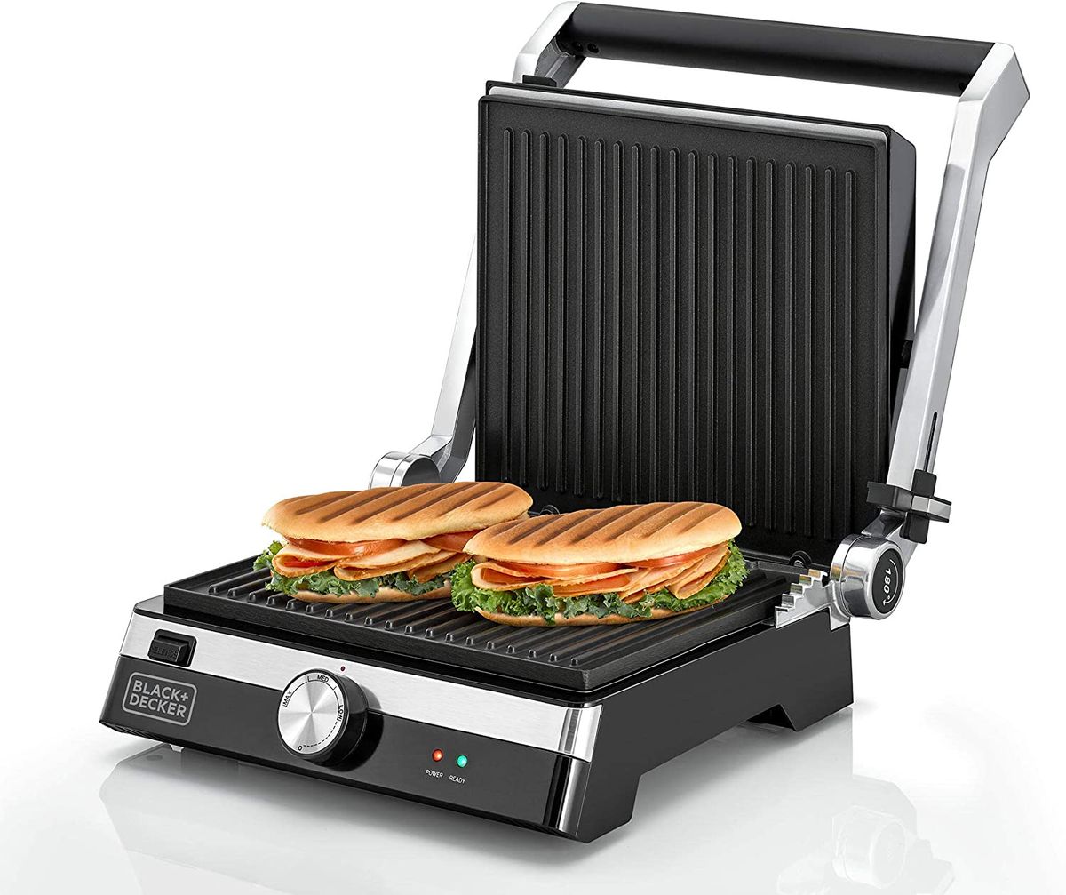 Black+Decker 1400W Contact Grill With Full Flat Grill For Barbecue