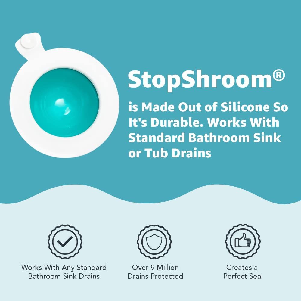SinkShroom Ultra Strainer Drain Protector Hair Catcher with StopShroom for  Sink