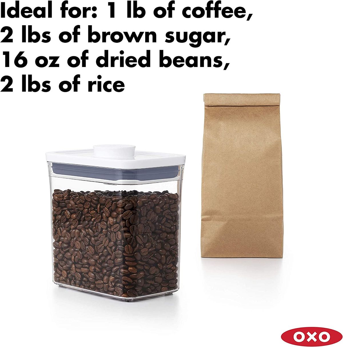 OXO POP Steel 1.7-Qt. Airtight Coffee Canister with Scoop +