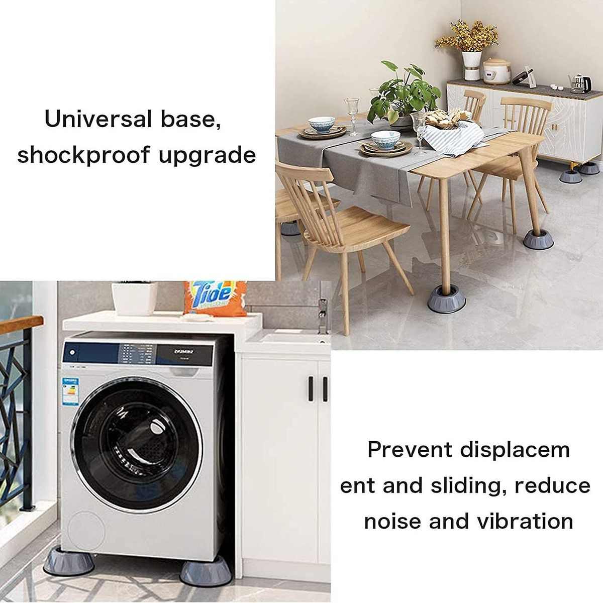 Dadop 4Pcs Anti Vibration Pads for Washing Machine and Dryer Shock and  Noise Cancelling Washing Machine Support Prevent Moving Shaking Walking