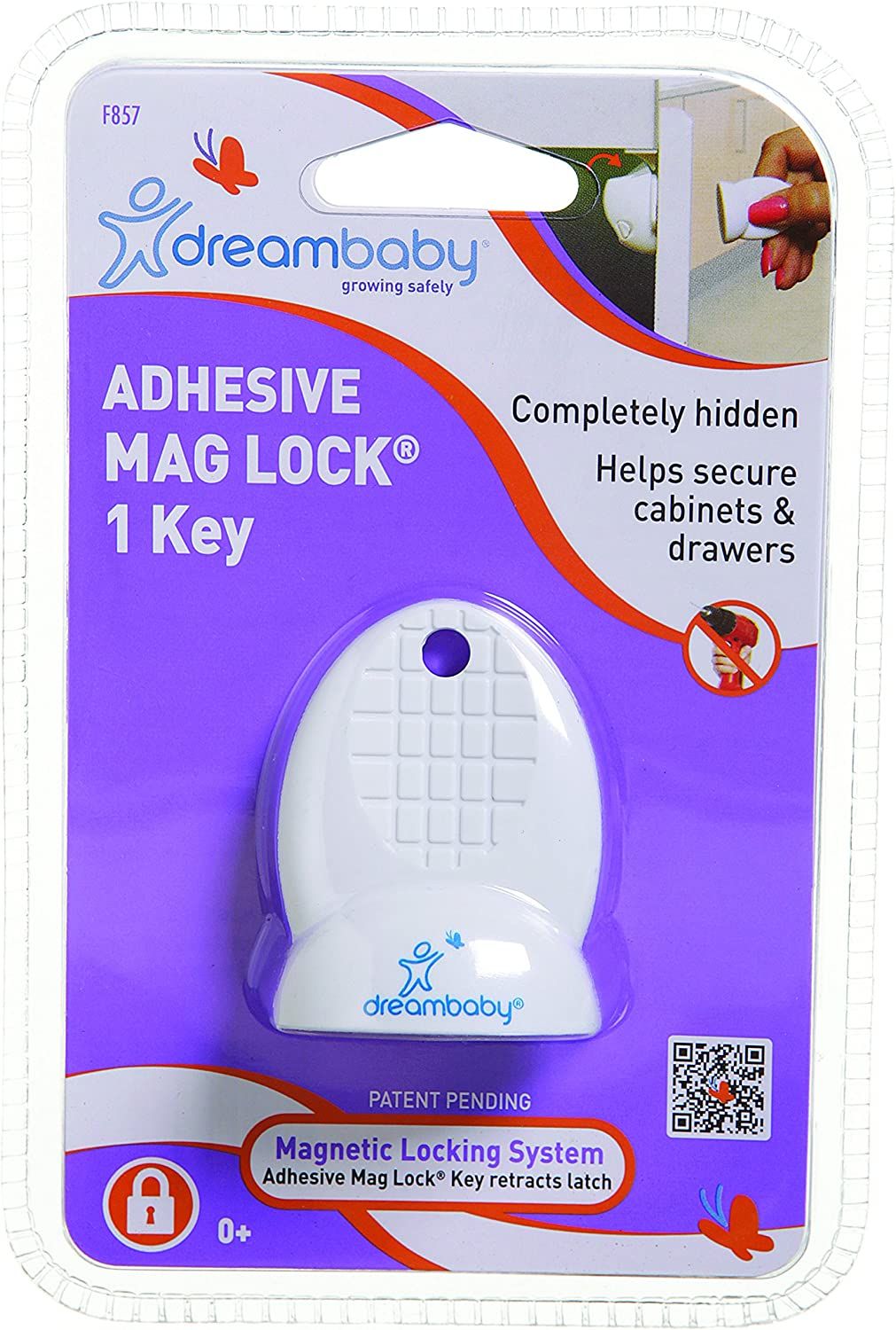 Dreambaby Adhesive Mag Lock (1 Key), White