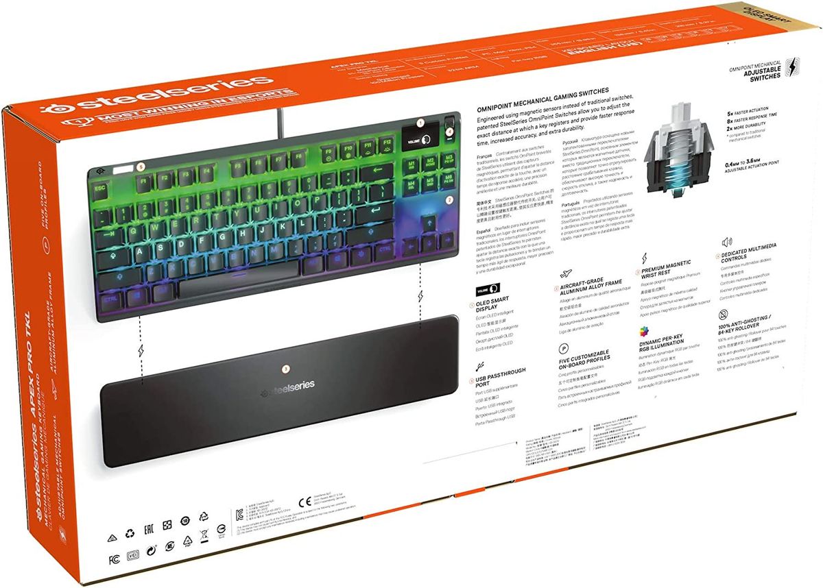 SteelSeries Apex Pro TKL Mechanical Gaming Keyboard, Adjustable Actuation  Switches, OLED Smart Display, American QWERTY Layout