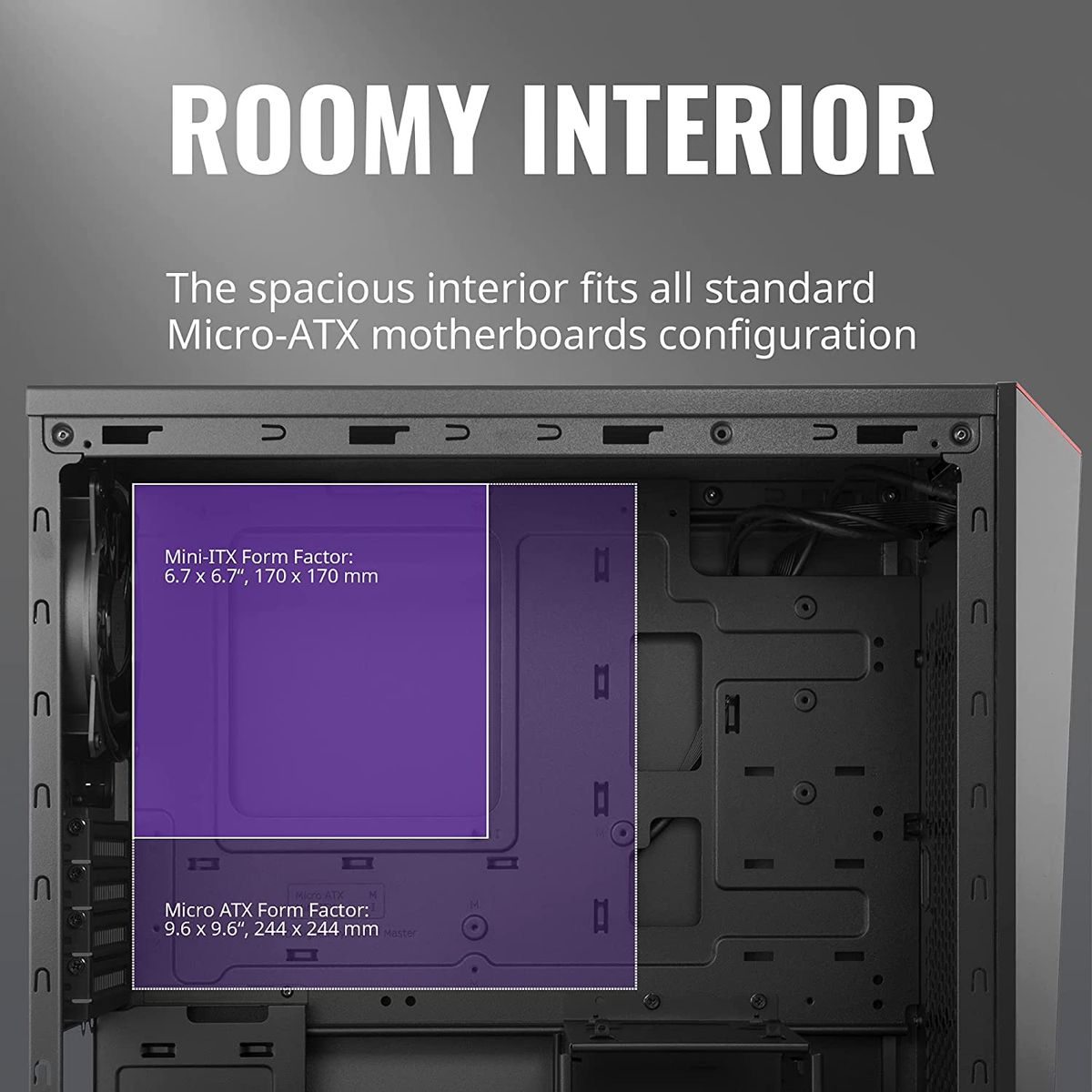 Cooler Master MasterBox Lite 3.1 TG mATX Case with Dark Mirror Front Panel,  Tempered Glass Side Panel Customizable Trim Colors