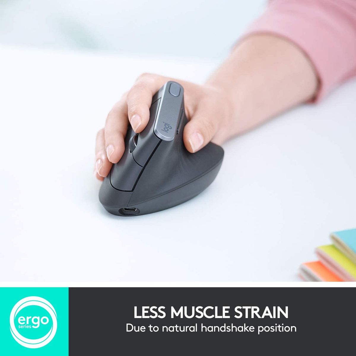 Logitech MX Vertical Ergonomic Mouse, Multi-Device, Bluetooth or 2.4GHz  Wireless with USB Unifying Receiver, 4000 DPI Optical Tracking, 4 Buttons