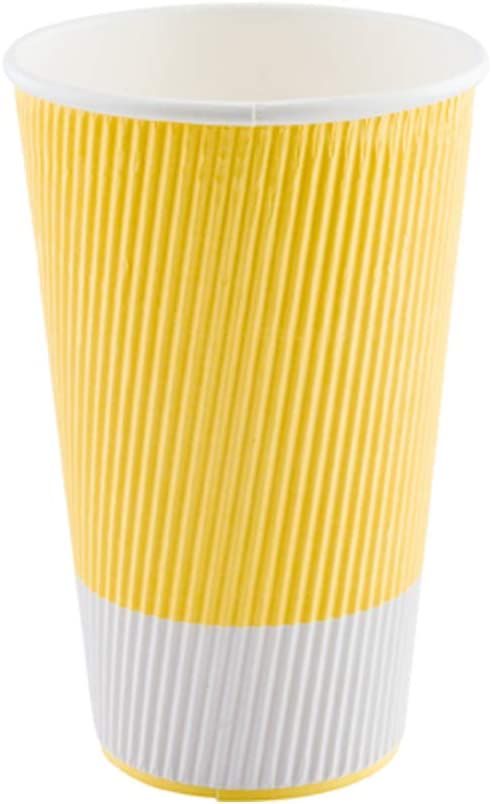 Restaurantware Insulated Paper Coffee Cups - Ripple Wall - Yellow - 16 oz - 500ct Box - Matching Lids Sold separately: RWA0360B, RWA0360W, RWA0328LG