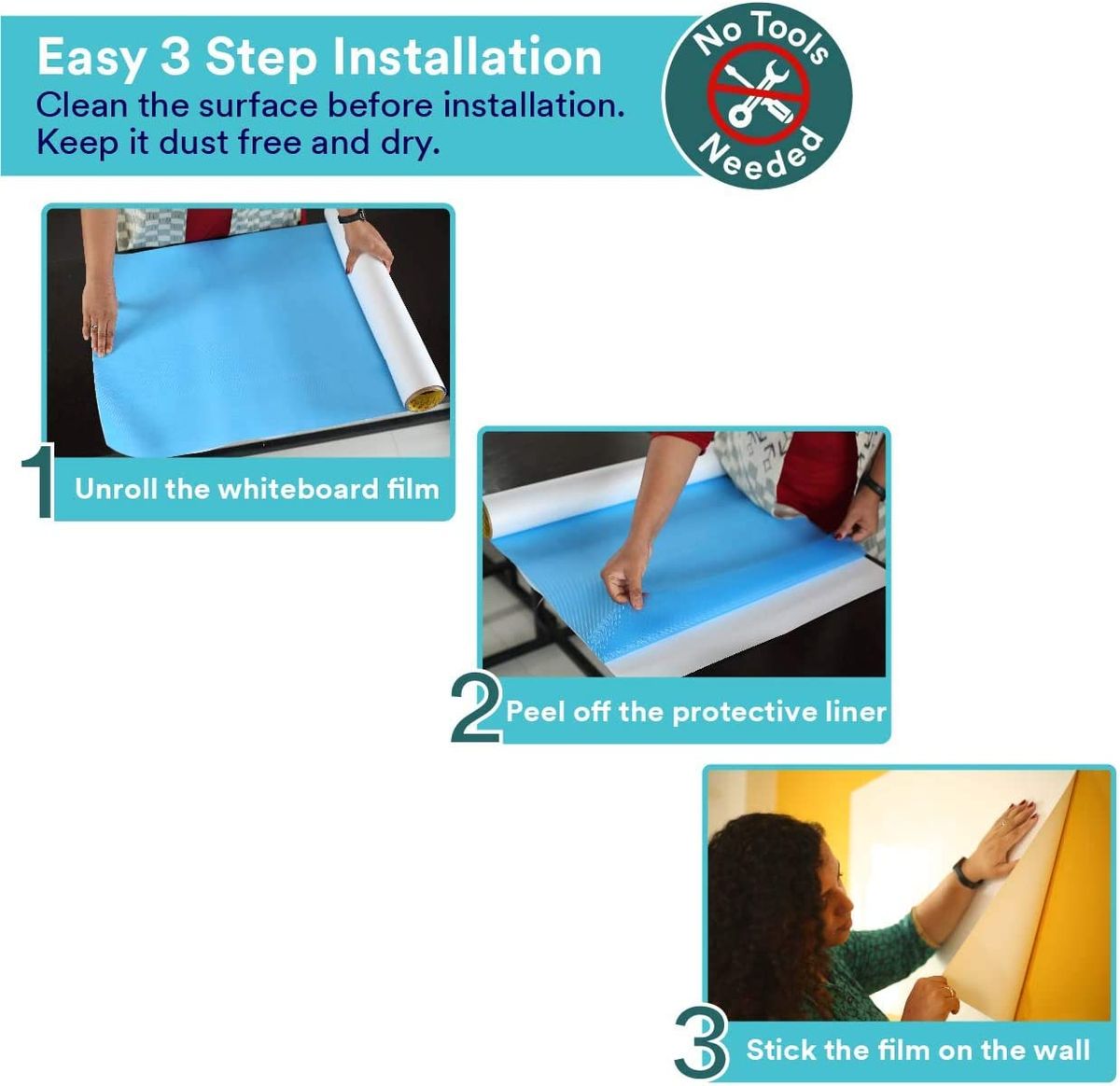 Post-it Dry Erase Whiteboard Film Surface for Walls, Doors, Tables,  Chalkboards, Whiteboards, and More, Removable, Stain-Proof, Easy  Installation, 3 ft x 2 ft Roll (DEF3X2A)