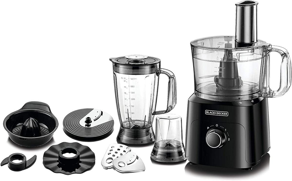 Black+Decker 600W 29 Function Food Processor with Blender, Grinder & Juicer,  2 Years Warranty - Silver/Black