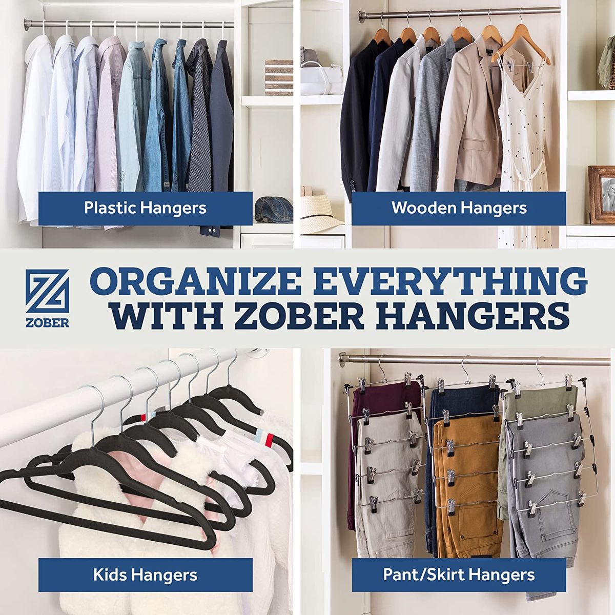 Zober Plastic Hangers 50 Pack - Heavy Duty Black Plastic Hangers - Space  Saving Clothes Hangers for Coats, Pants & for Everyday Use - Clothing  Hangers