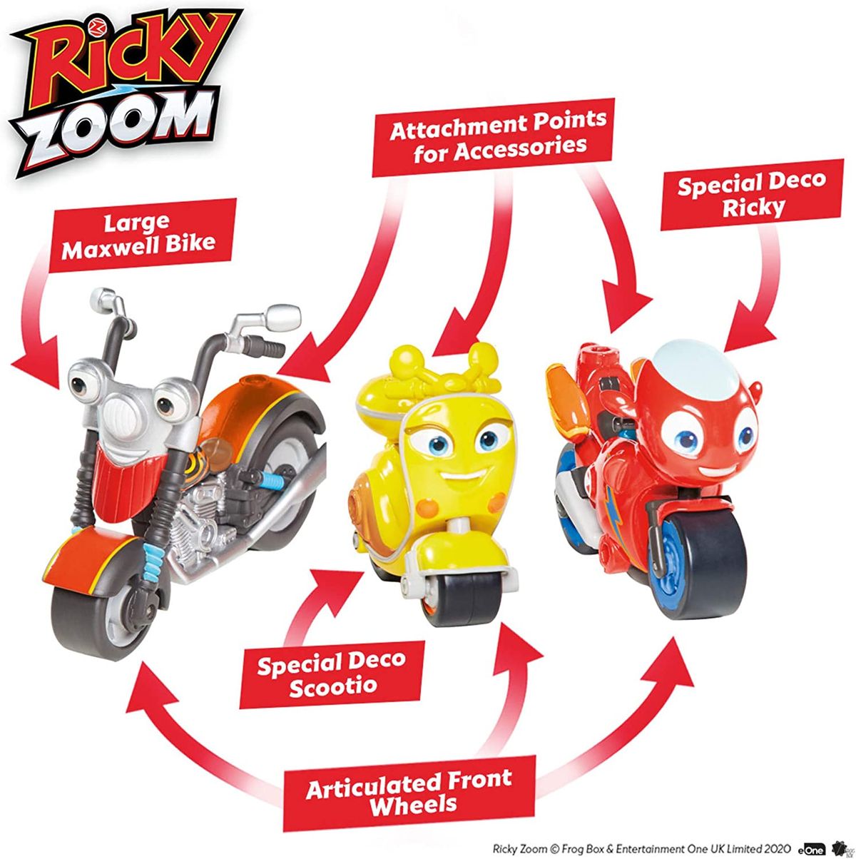 Ricky Zoom Toy Motorcycle 3 Inch Action Figure Free-Wheeling and Free  Standing Toy Bike Play Vehicle