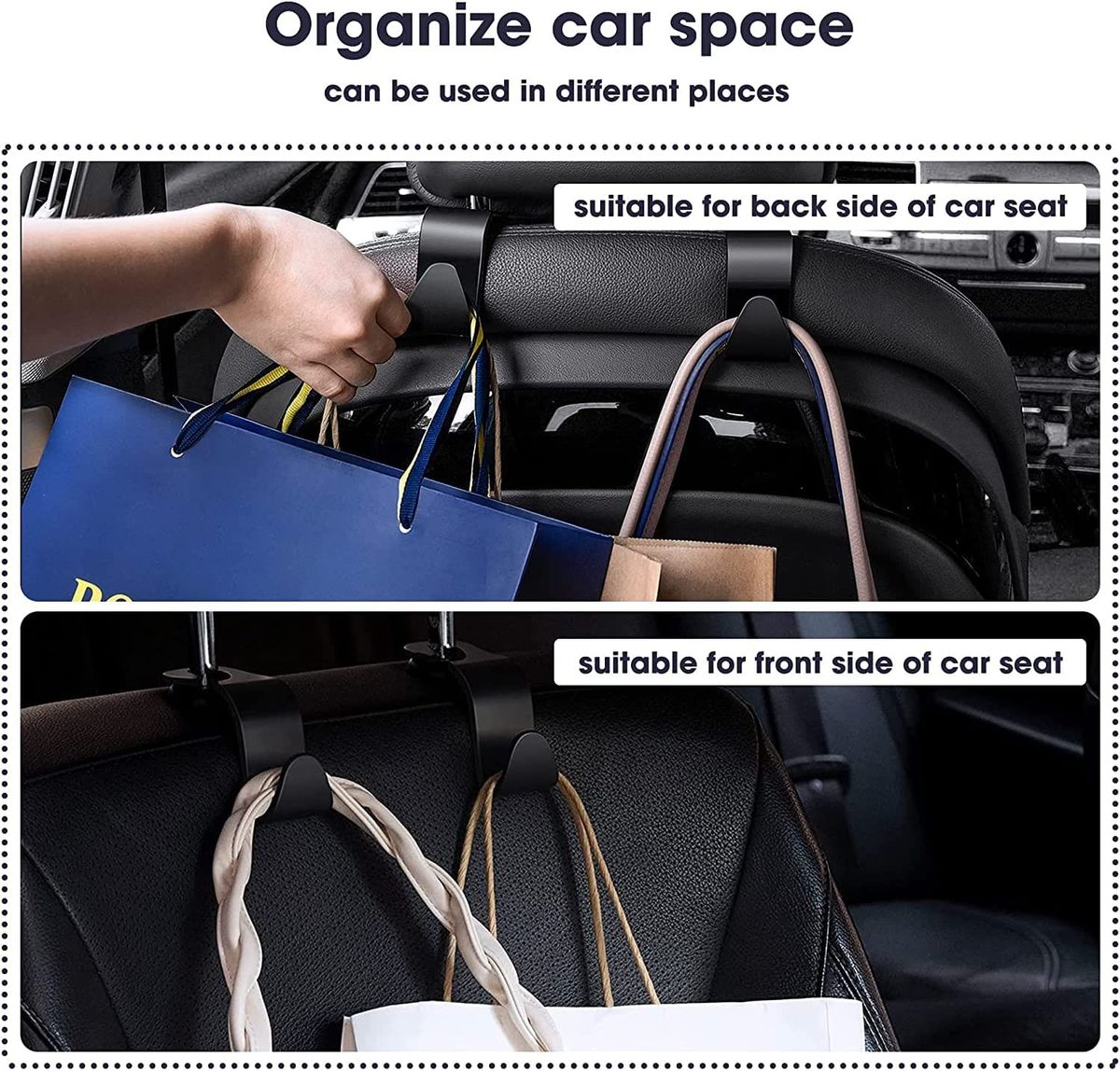 SHOWAY Car Seat Headrest Hooks for Back Organizer Hanger Storage