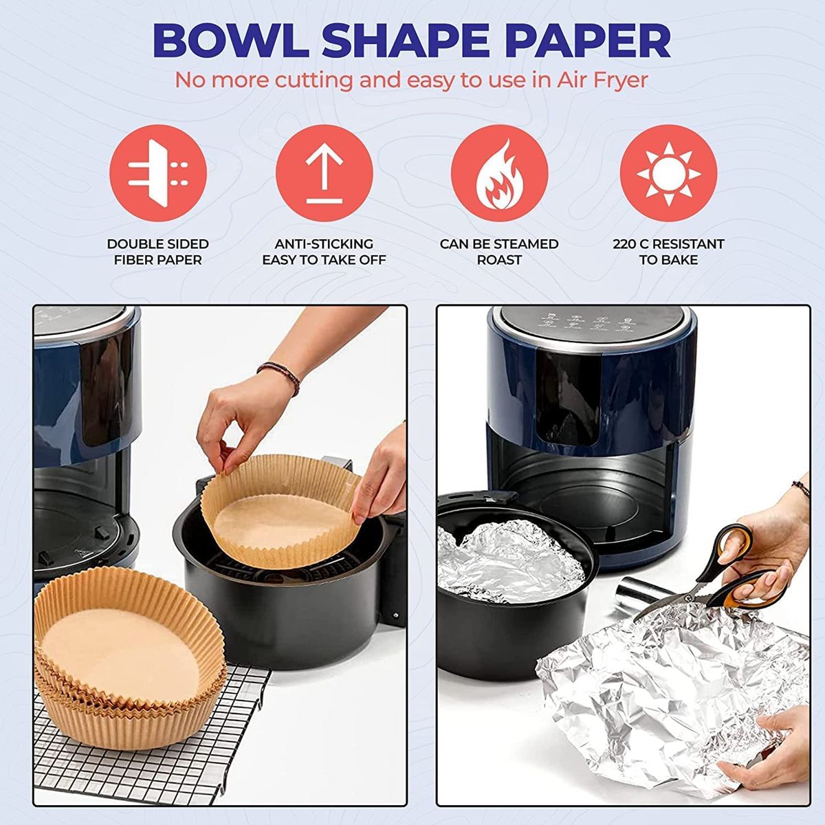 Home Expert Air Fryer Disposable Paper Liner-100PCS Parchment