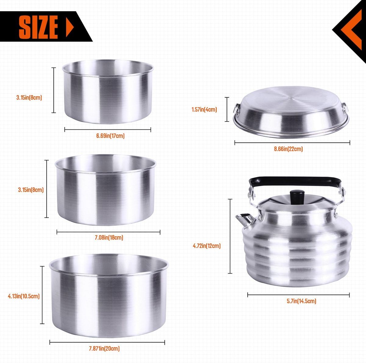 KingCamp Camping Cookware 17pcs Stainless Steel Camping Cookware