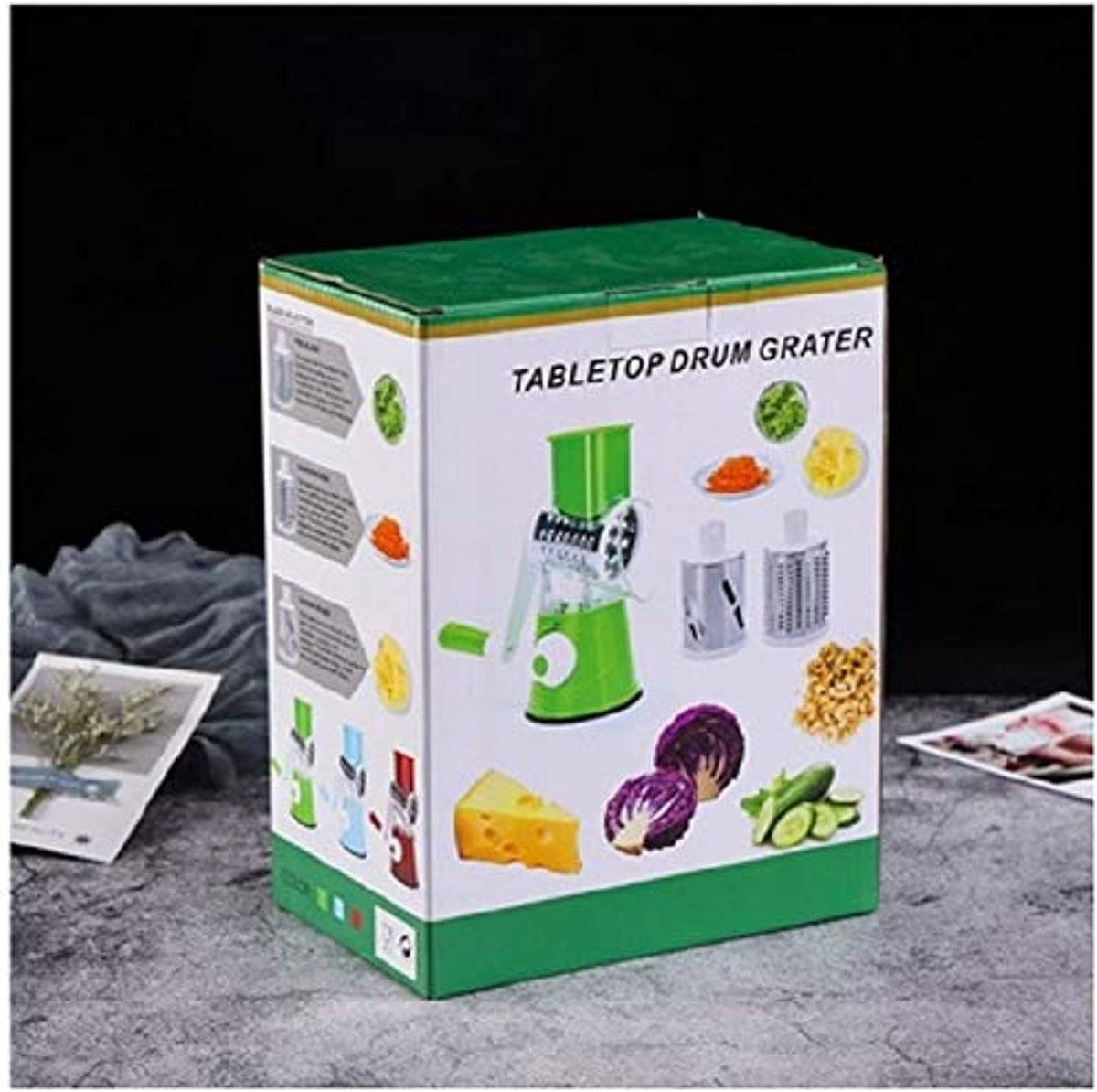 Multicolor Plastic 3 In 1 Tabletop Drum Grater