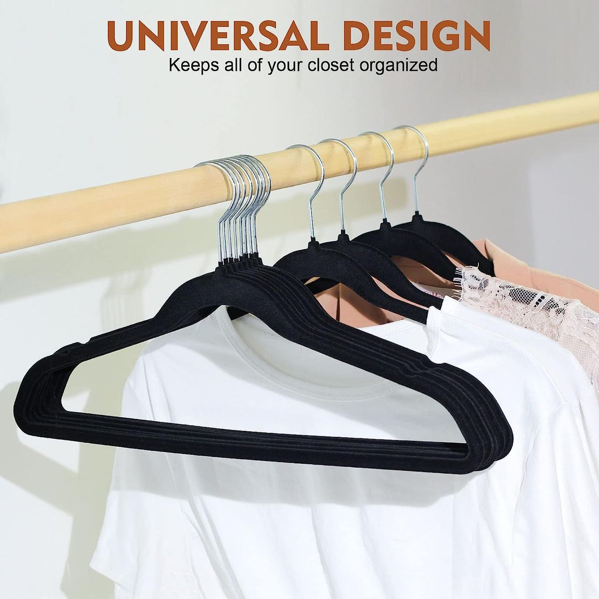 20pcs White Velvet Clothes Hangers With Non-slip Felt, Heavy Duty Durable  Suit Hanger Set Saves Space, 360 Degree Rotating Without Hanger