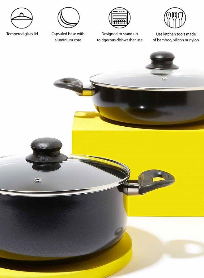 TRAMONTINA | Nonstick Wok Pan with Lid | Deep Frying Pan, Starflon Max,  PFOA Free, Frying pan with tempered glass, Non stick frying pans, Heat