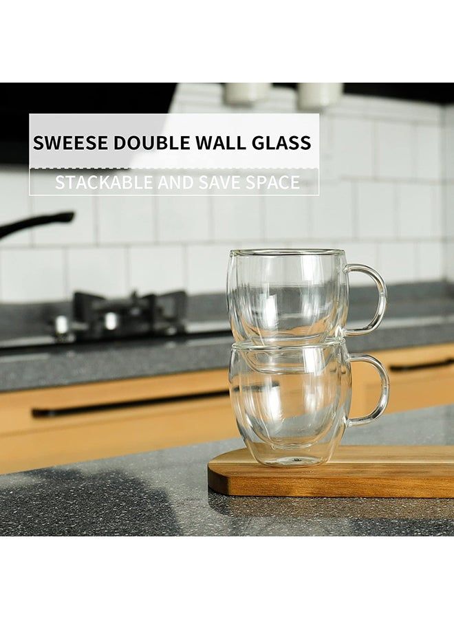 Sweese Double Wall Glass Coffee Mugs - 12.5 oz