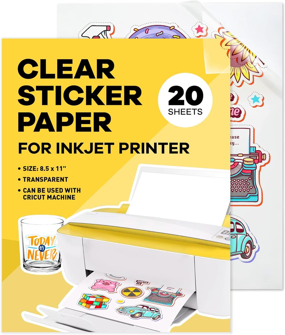 Clear Sticker Paper for Inkjet Printer 20 Sheets 