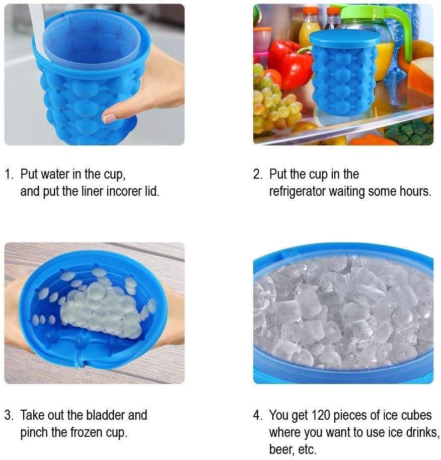 The Ultimate Ice Cube Maker Silicone Bucket with Lid Makes Small