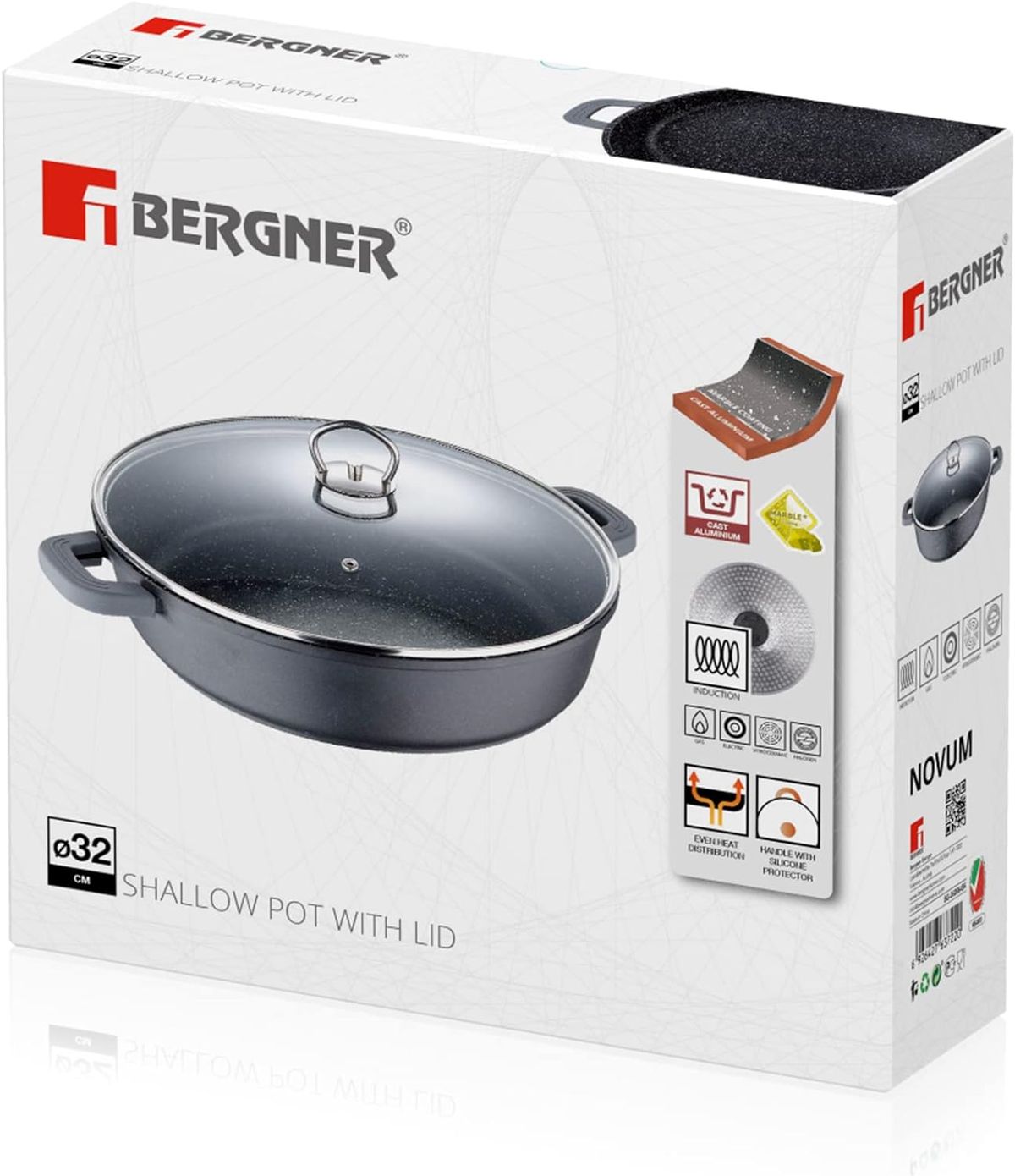 BERGNER 10-Piece Aluminum Nonstick Cookware Set with Lids in Black