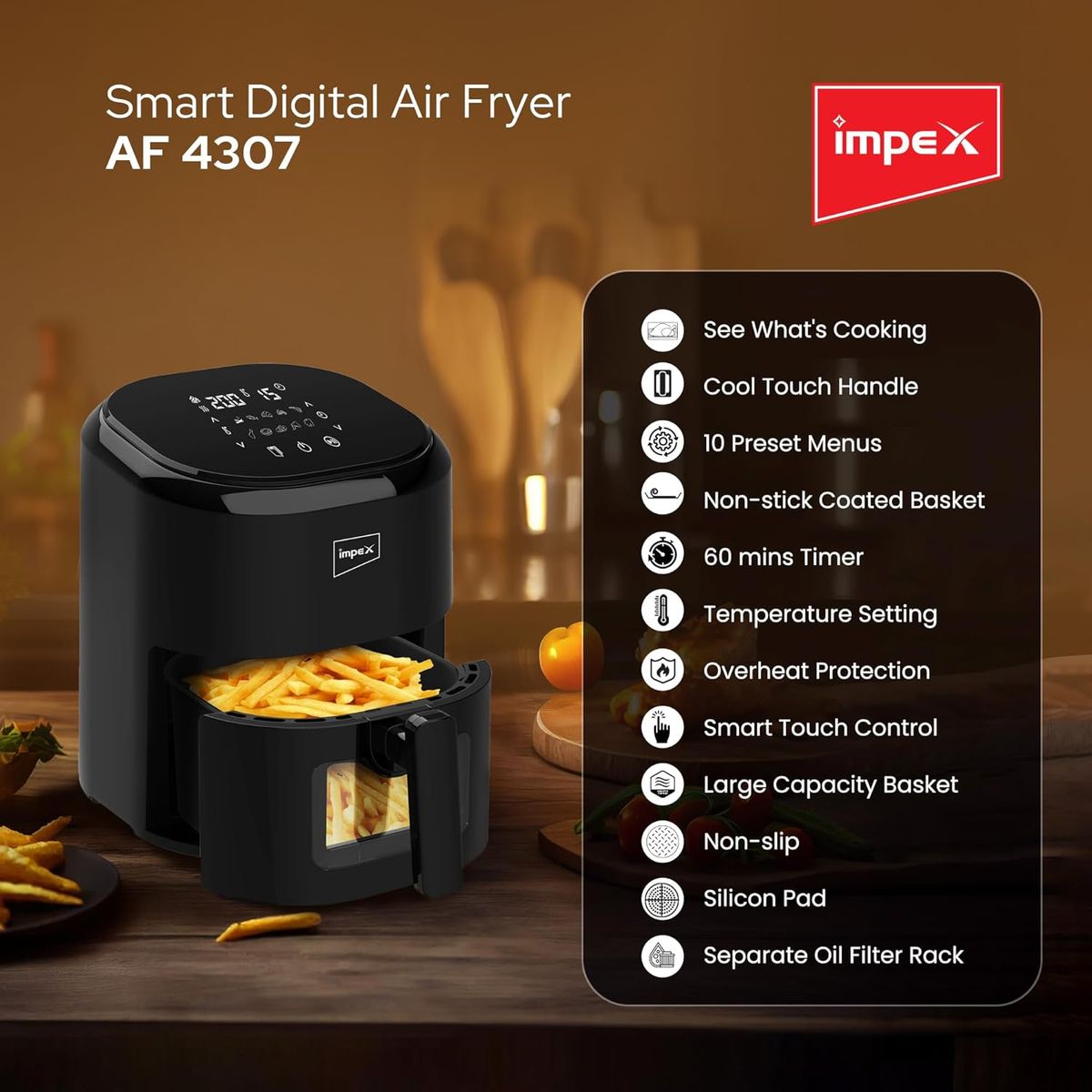 China 4.5L Detachable Oil Container Overheat Protection Digital Air Fryer  for Home with Timer Manufacturer and Supplier