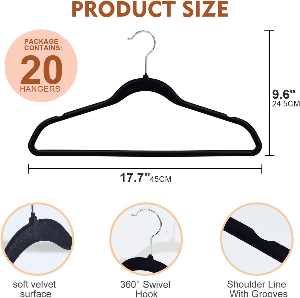 Zober Velvet Hangers 100 Pack - Heavy Duty Gray Hangers for Coats, Pants &  Dress Clothes - Non Slip Clothes Hanger Set - Space Saving Felt Hangers for  Clothing