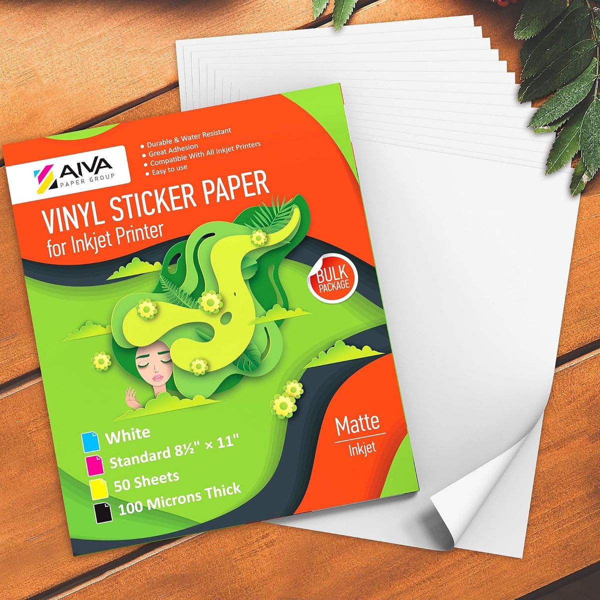 40 Sheets 8.5X11'' Printable Vinyl Sticker Paper for Inkjet Printers Matte  White Waterproof Adhesive Label Decal Paper 