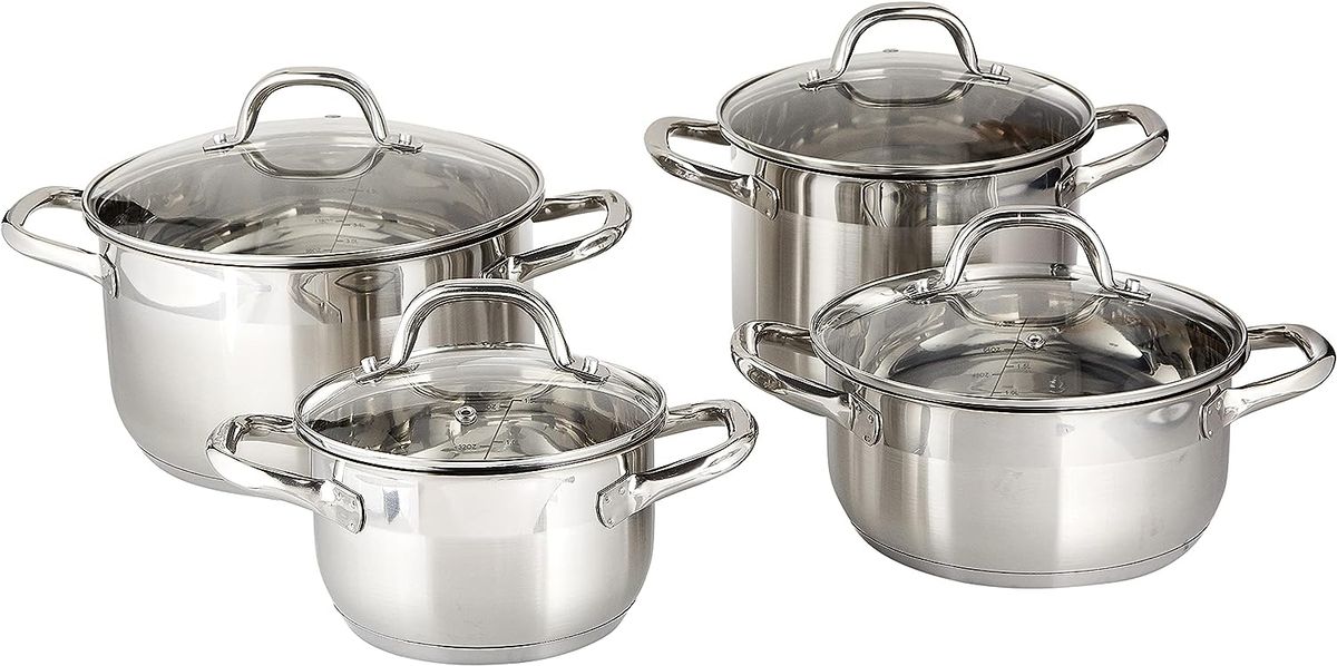 BERGNER Small 2.6 qt. Stainless Steel Soup Pot with Tempered Glass