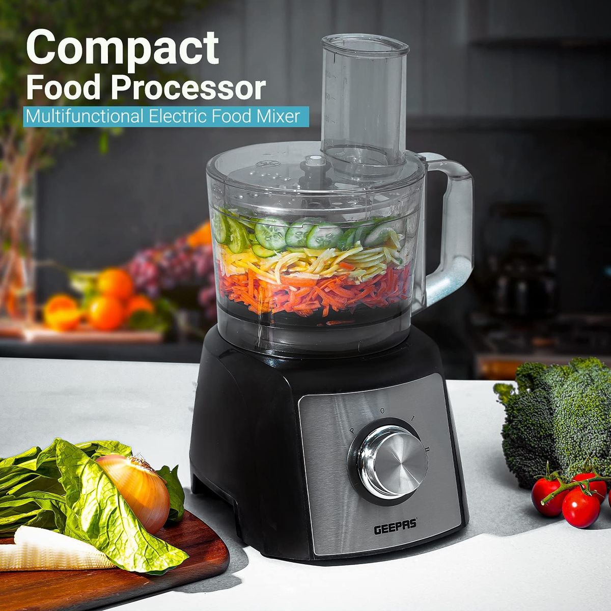 Food Processor Blender Chopper Grater 3.5L Compact 1000W Silver