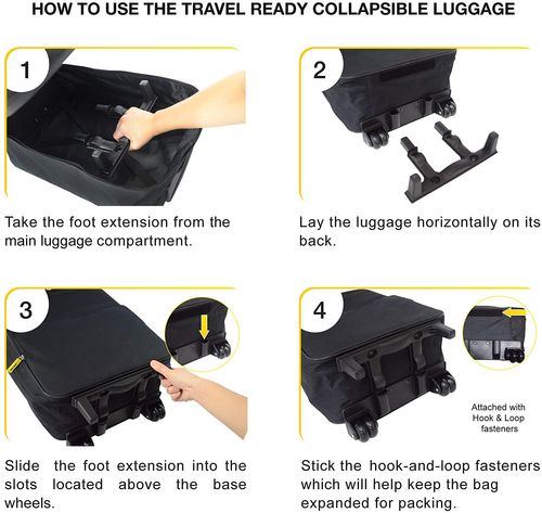 Travel Ready 2-Wheel Ultra Lightweight 1.8kg Collapsible Cabin Luggage Made of 